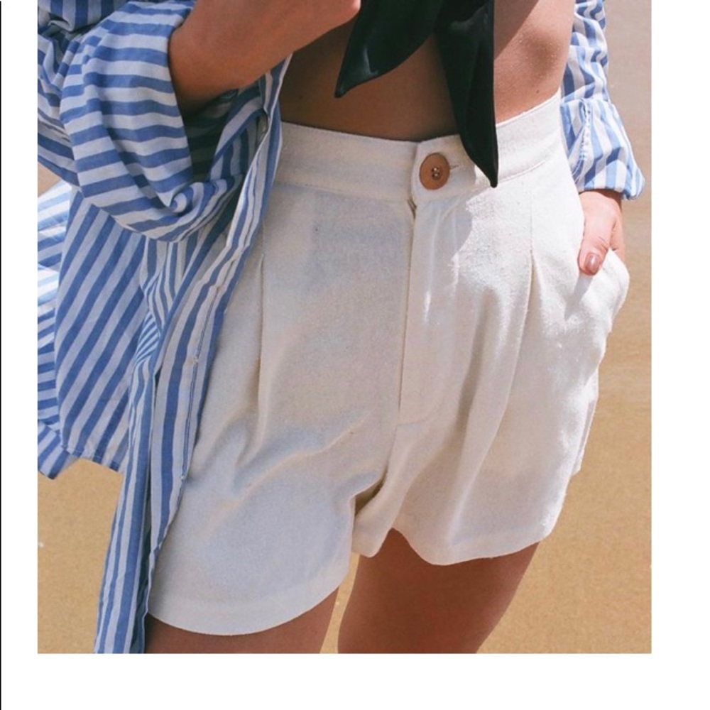 Na Nin raw silk shorts in cream